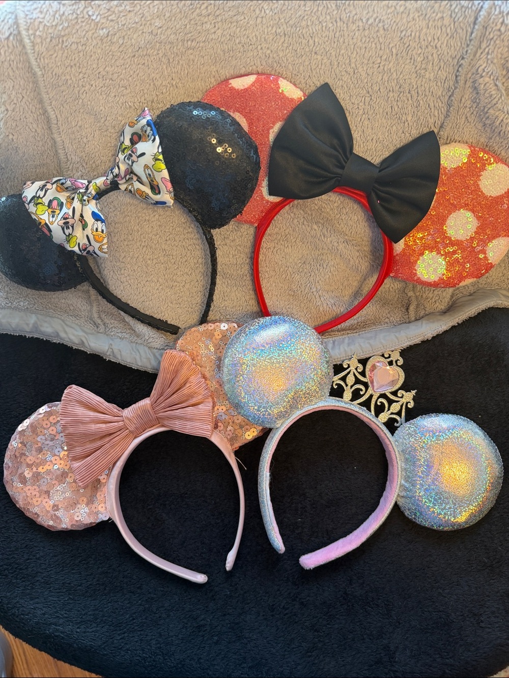 Assorted Sequin and Bow Ear Headbands - Pink, Rose Gold, Red, Black, Holographic